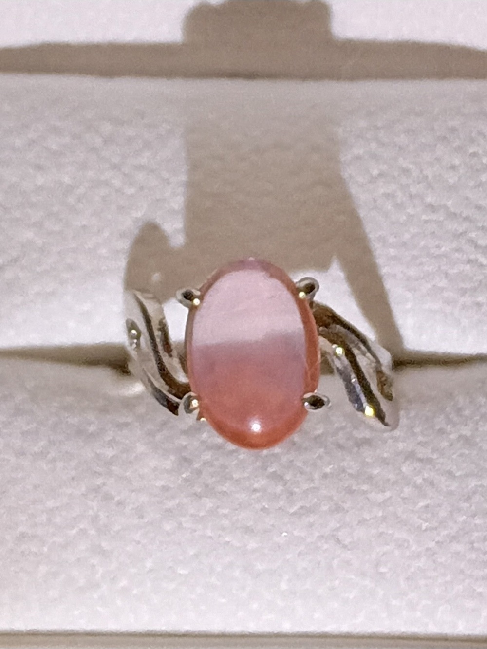 Silver Tone Pink Cabochon Ring